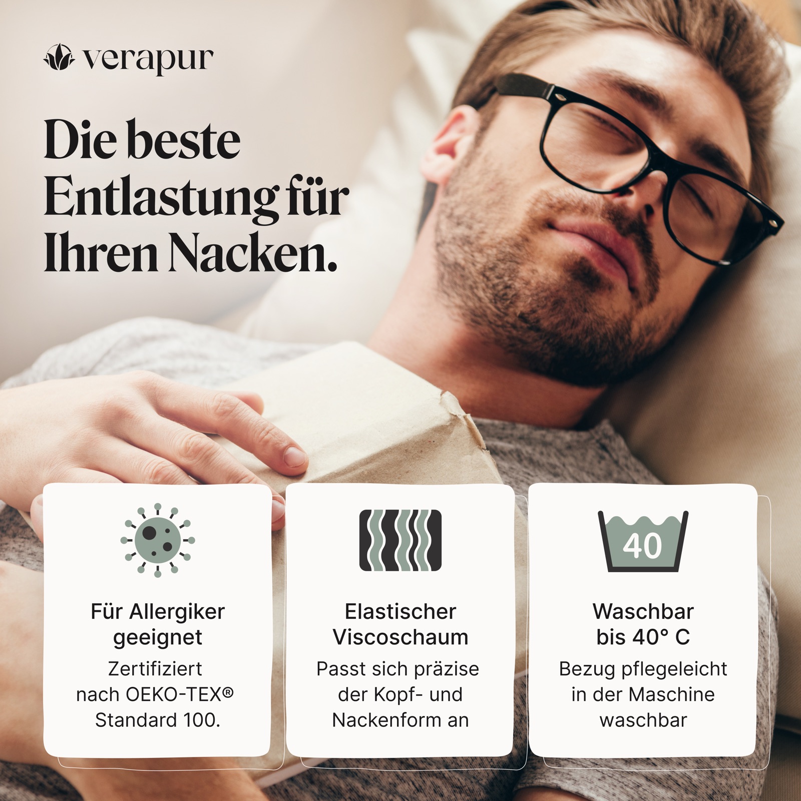 Männer, Haustier?, Brille, Kopfkissen, Visco­schaum