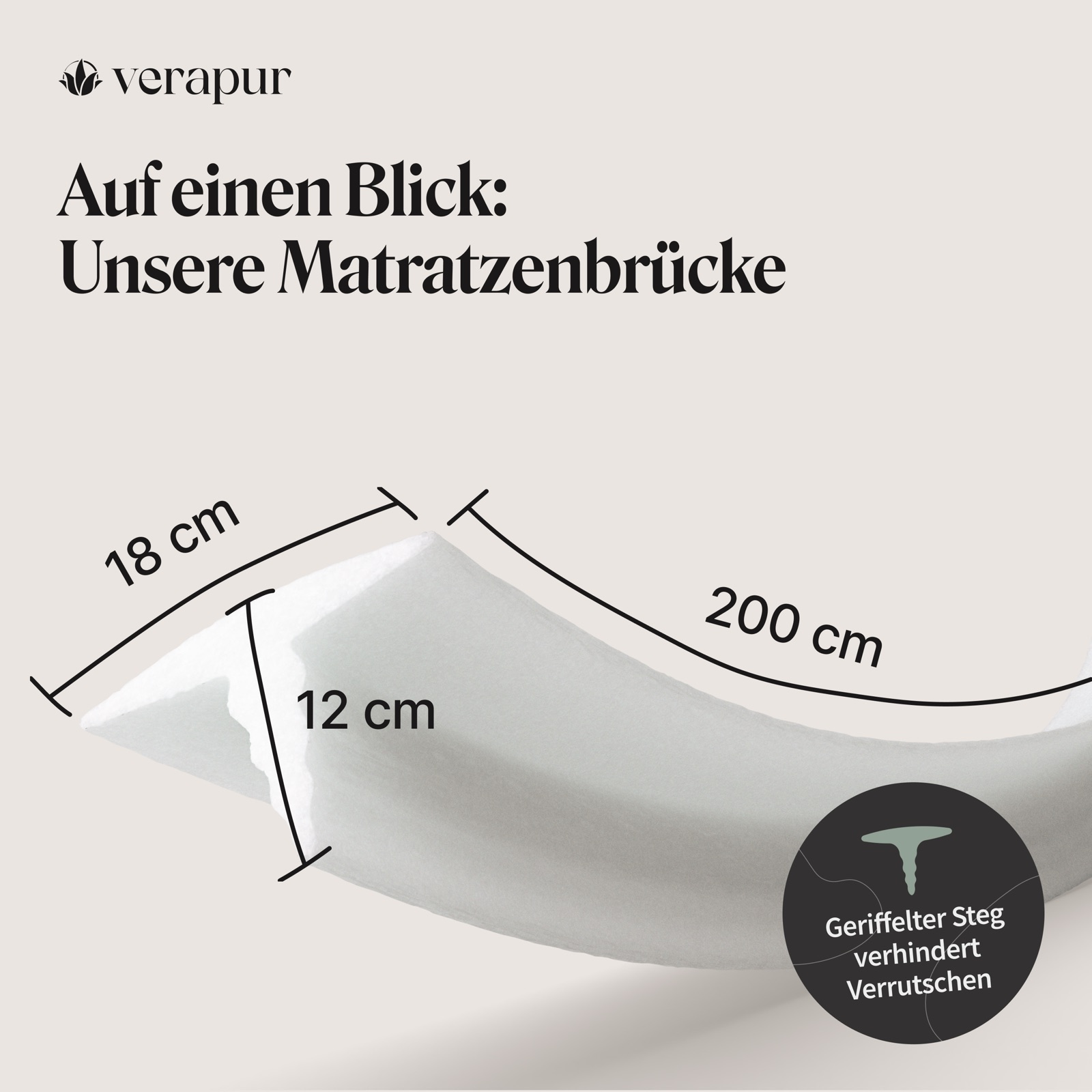 Matratze, Brücke, Liegefläche, Geriffelte Stufe, Größenangaben
