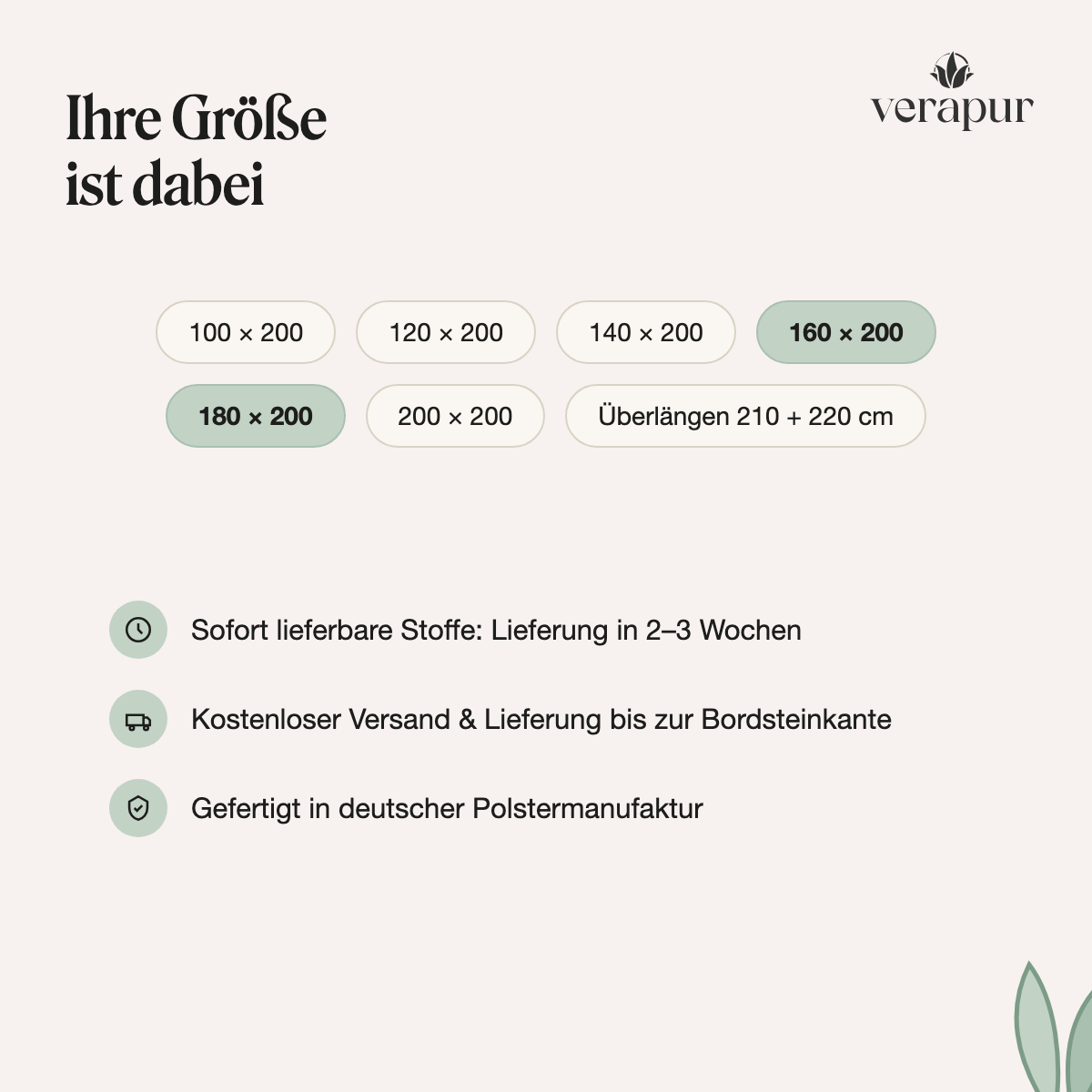 Verapur Boxspringbettgestell Kordara mit Bettkasten – die Geräumige – Boxspringbettgestell Frontansicht, Sofa, Polster, Bezug, Stoff, Rückenlehne, Sofa, Polster, Bezug, 180 × 200, Überlängen