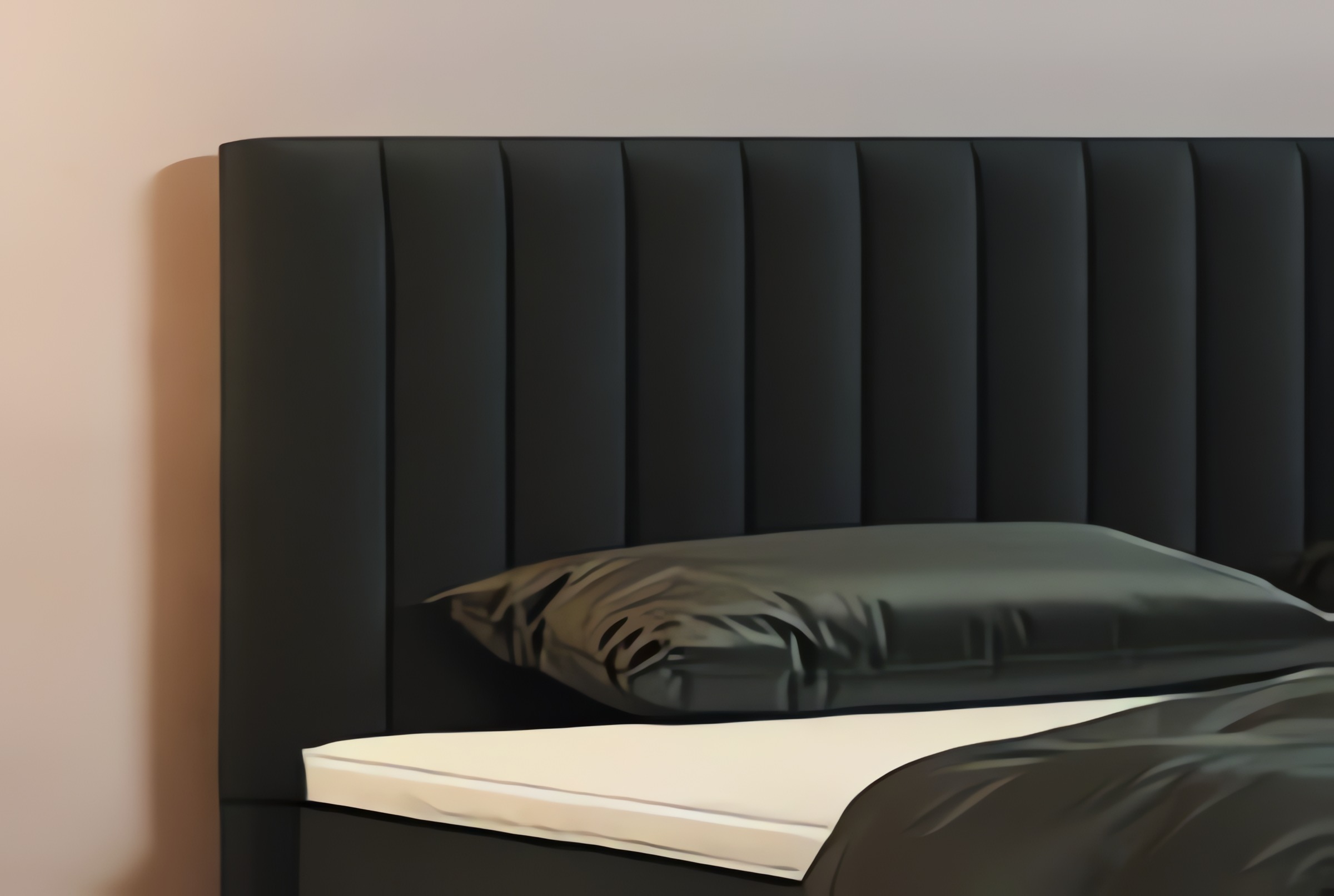 Verapur Boxspringbett Devara mit Bettkasten – die Praktische – Boxspringbett Frontansicht, bett, kopfteil, schwarz, gepolstert, kissen, Kopfteil, Bett, Polster, Leinen, Nähe