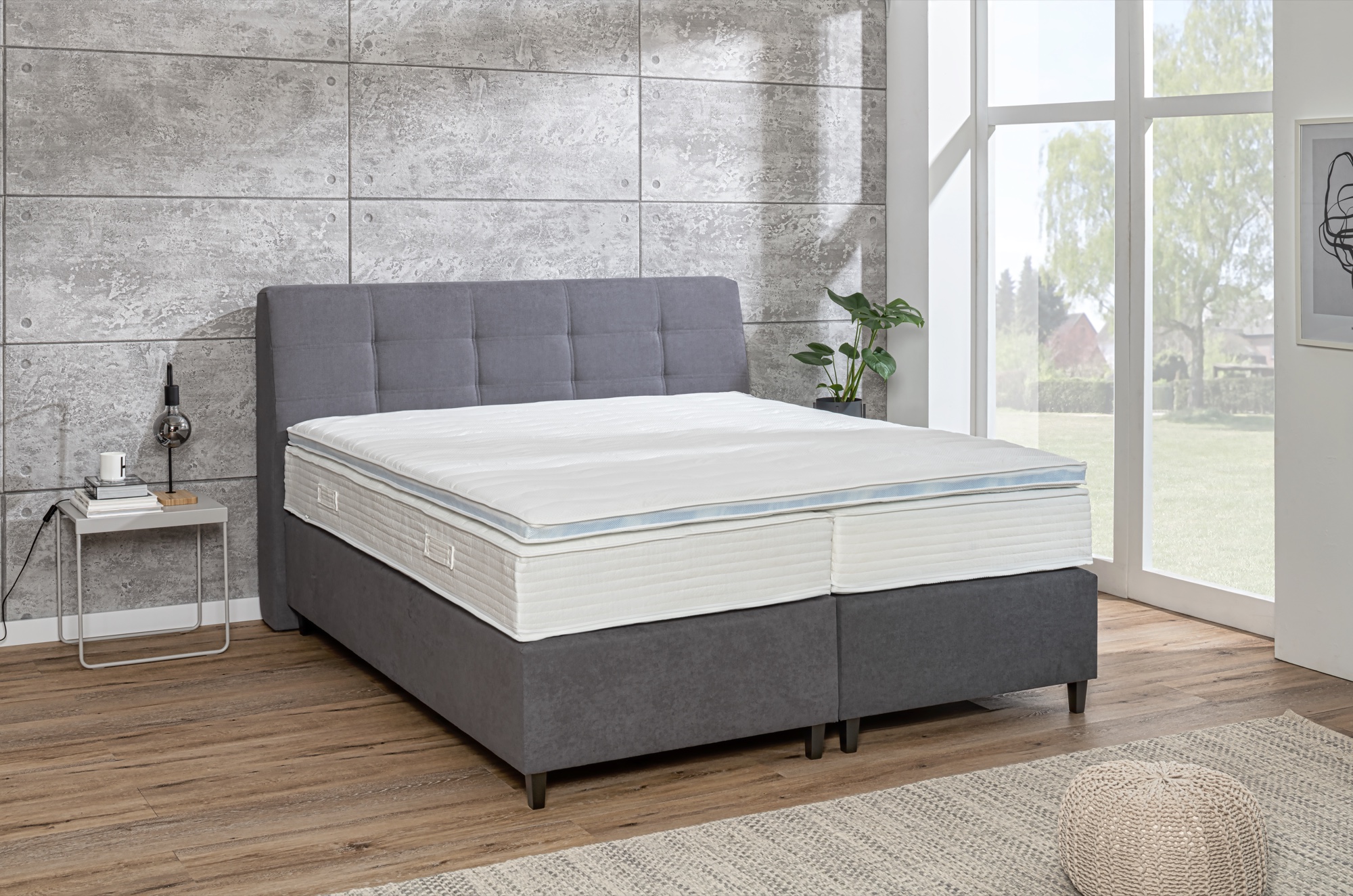 Verapur Boxspringbett-Gestell Kordara, bett, boxspringbett, grau, polsterbett, wohnzimmer