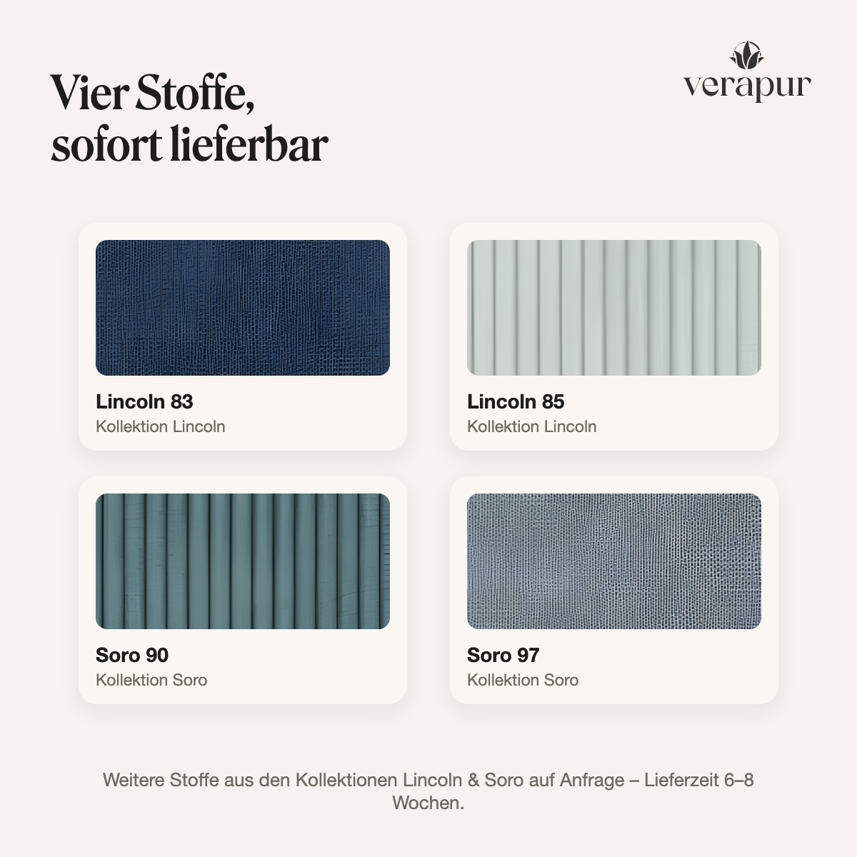 Verapur Boxspringbettgestell Kordara mit Bettkasten – die Geräumige – Boxspringbettgestell Frontansicht, Stoff, Textil, Kissenstoff, Blau, Streifen, Stoffproben, Blau, Streifen, Kollektionsname Lincoln, Kollektion Soro