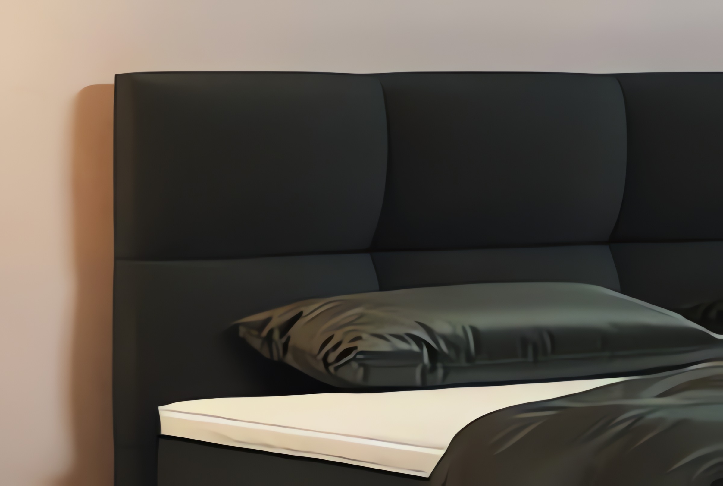 Verapur Boxspringbett Devara mit Bettkasten – die Praktische – Boxspringbett Frontansicht, bett, kopfkissen, bettgestell, kopfkissenbezug, schwarz, Bettkopfteil, Schwarzes Bett, Bettschuh, Bettkissen, Bettdecke