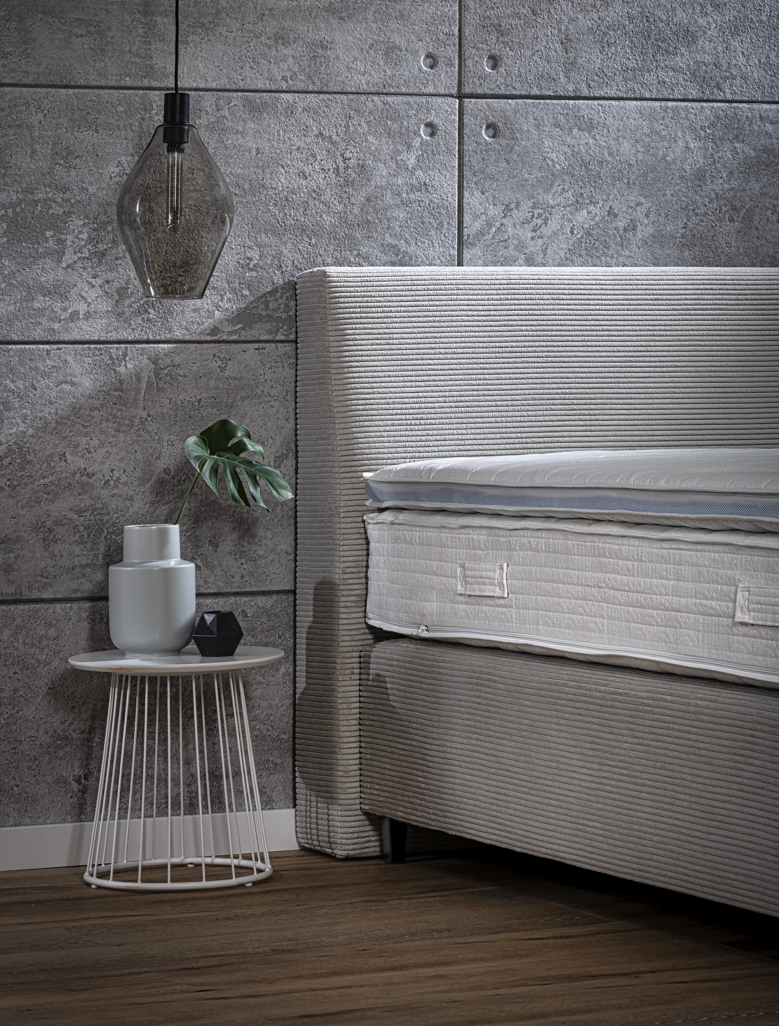 Verapur Boxspringbett-Gestell Kordara (Bezug Lincoln), matratze, bett, kopfkissen, bettendesign, zimmerdeko