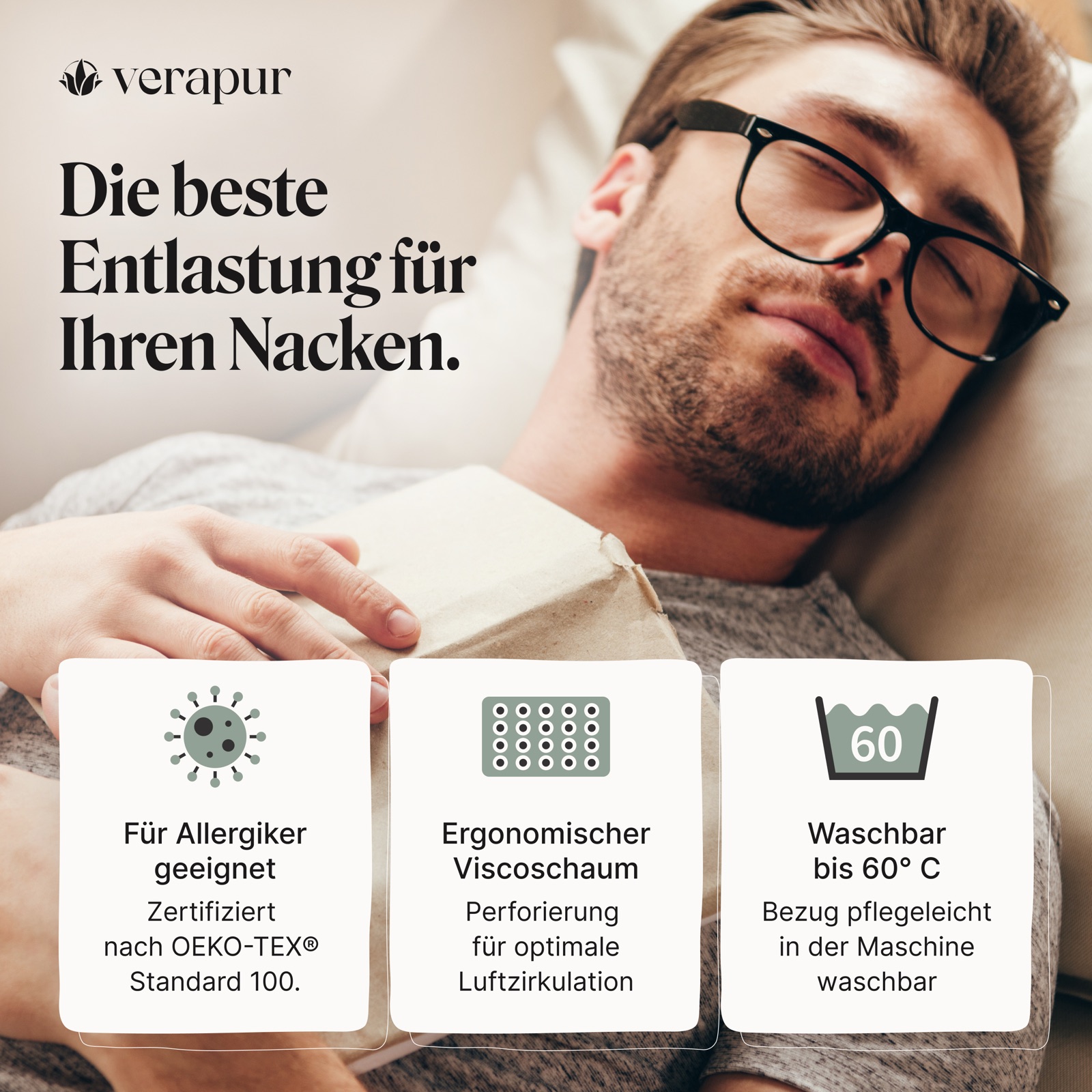Nackenentlastung, Kopfbedeckung?, Ergonomischer Schaum, Waschbar 60°C, Allergiker geeignet