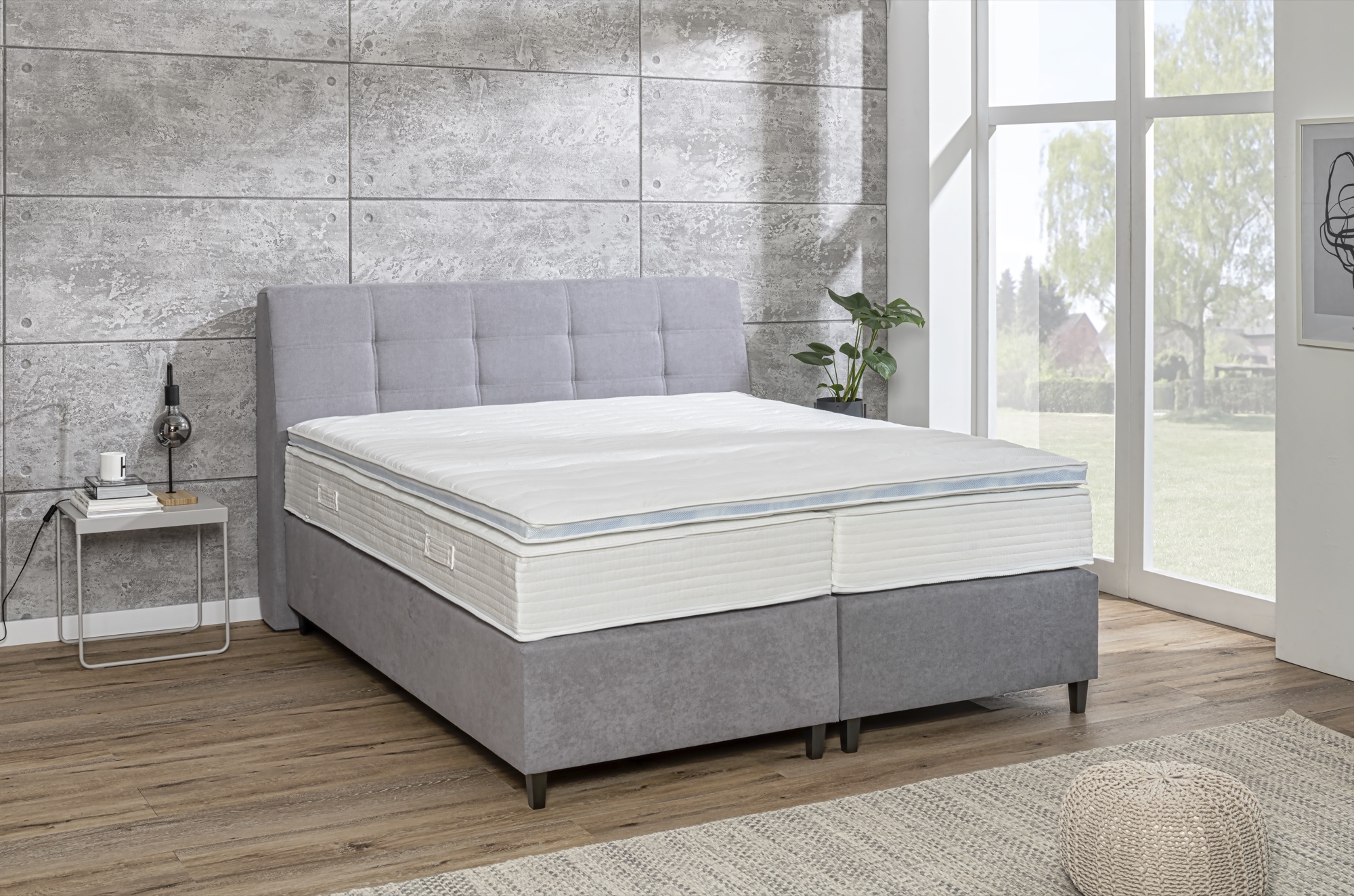 Verapur Boxspringbett-Gestell Kordara, boxspringbett, graues bett, matratze, bettrahmen, bettkasten
