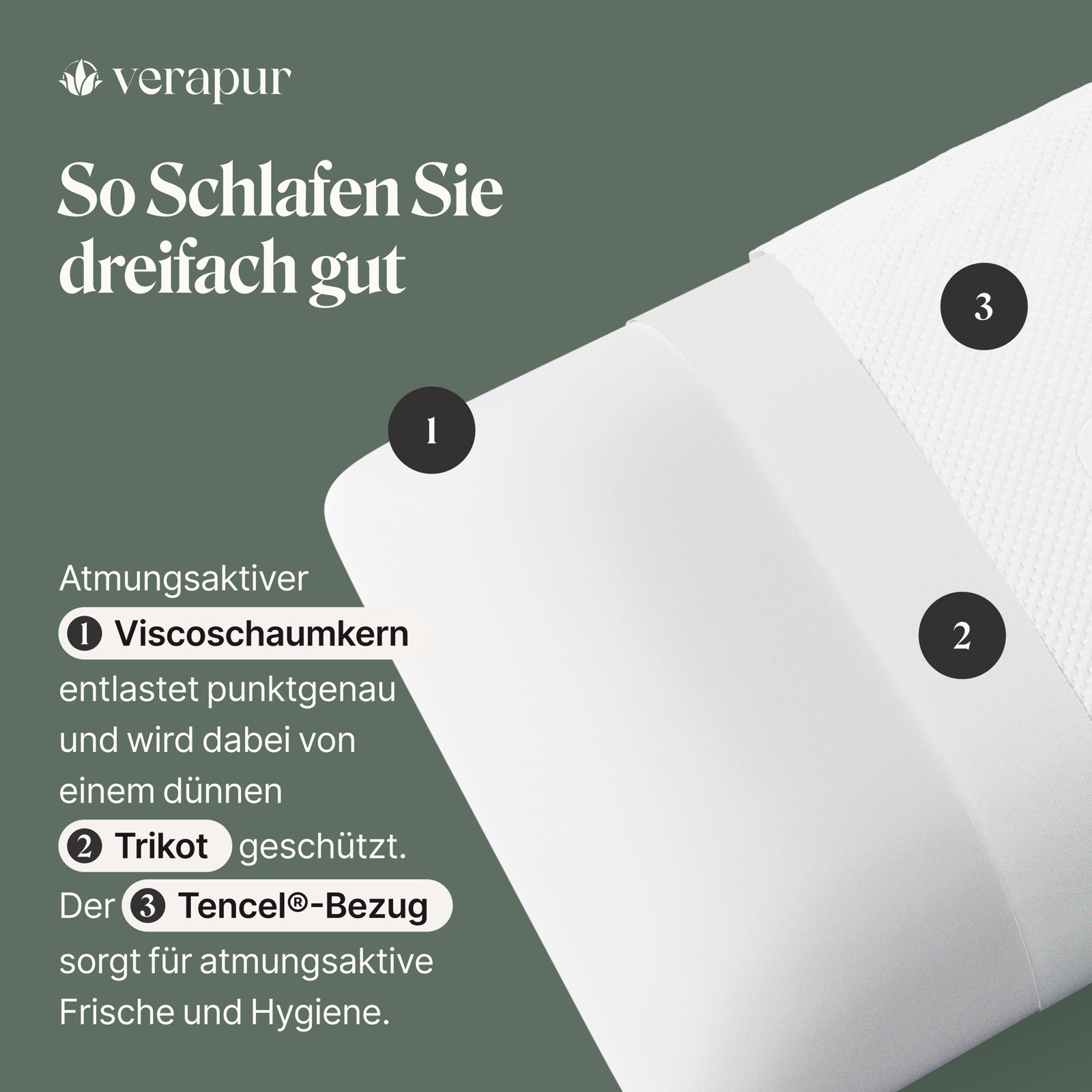 Kissenbezug, Viscoschaumkern, Trikot, Tencel Bezug, Bezug aus Textil